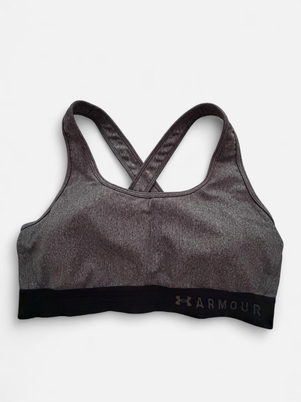 Under Armour Charcoal Gray Crossback Sports Bra with Black Band